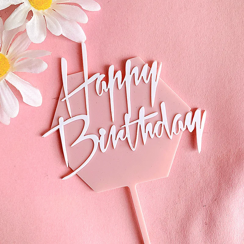 Новый акриловый Топпер для торта С Днем Рождения милый кексов ярких цветов