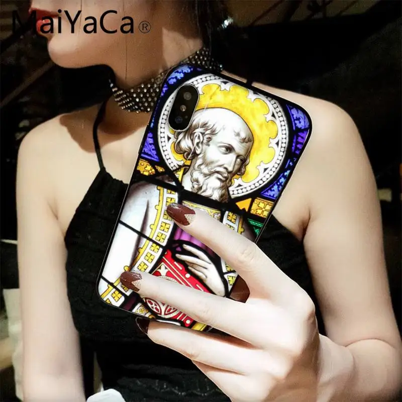 

MaiYaCa Angel Church Jesus Stained Glass Window Phone Case fundas for iPhone 12 8 7 6 6S Plus X XS MAX 5 5S SE XR 11 12 pro max