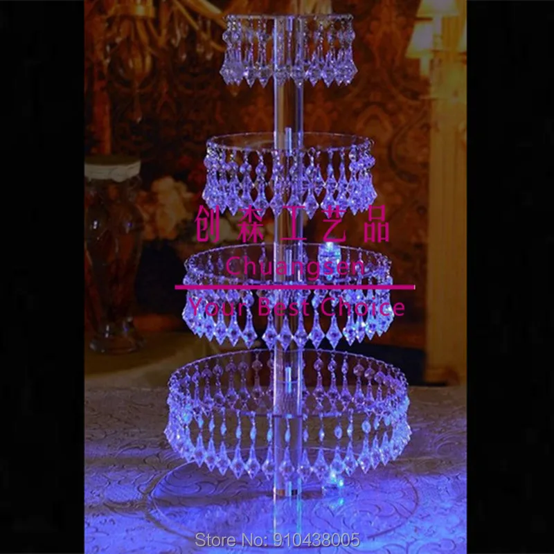 Акриловая башня из кексов с висячим хрустальным Бисером Свадебный стенд высокие