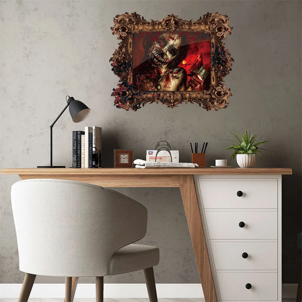 Halloween Horror Wall Stickers Bar Party Ghost Art Decal Mural Home Living Room Window Decor | Дом и сад