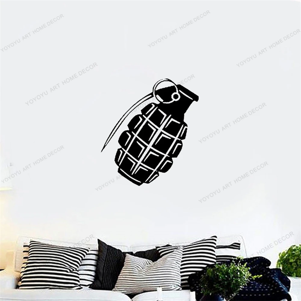 

Hand Grenade Vinyl Wall Art Room Sticker Decal Military Themed Army For Living Room Kids Bedroom Decoration DW9939