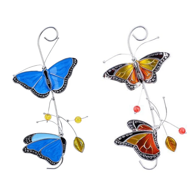 

Simulation Vine Butterfly Wall Hanging Ornament Alloy Window Hangings Pendant for Home Indoors Wall Decorations Garden
