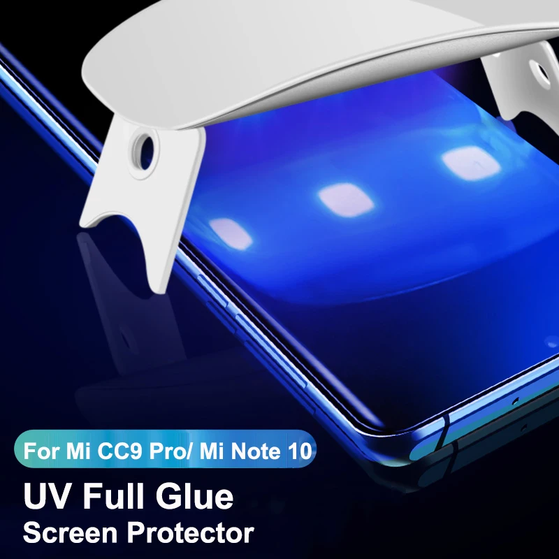 Пленка из закаленного стекла с полным покрытием от УФ излучения для Xiaomi mi CC9 Pro note