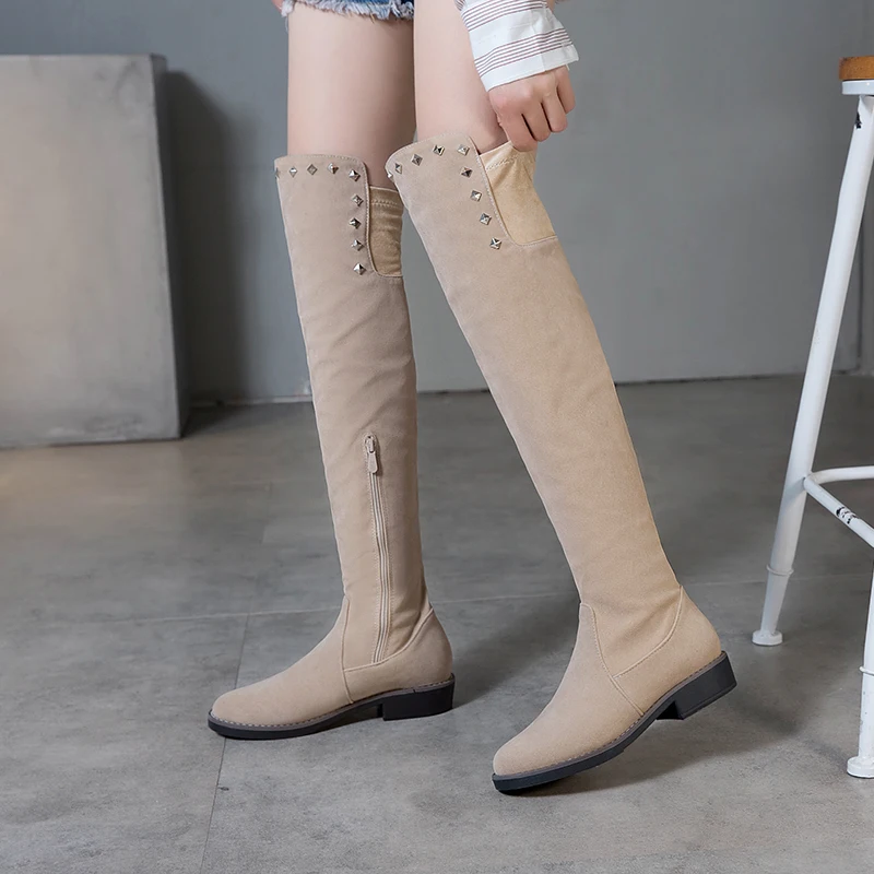 Женские эластичные сапоги из искусственной замши размеры 34 43|Ботфорты| |