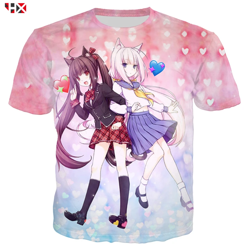 

Anime Nekopara T shirt Men/Women 3D Print Chocola Vanilla T shirts Cute Girl Streetwear Casual Harajuku Tops U57