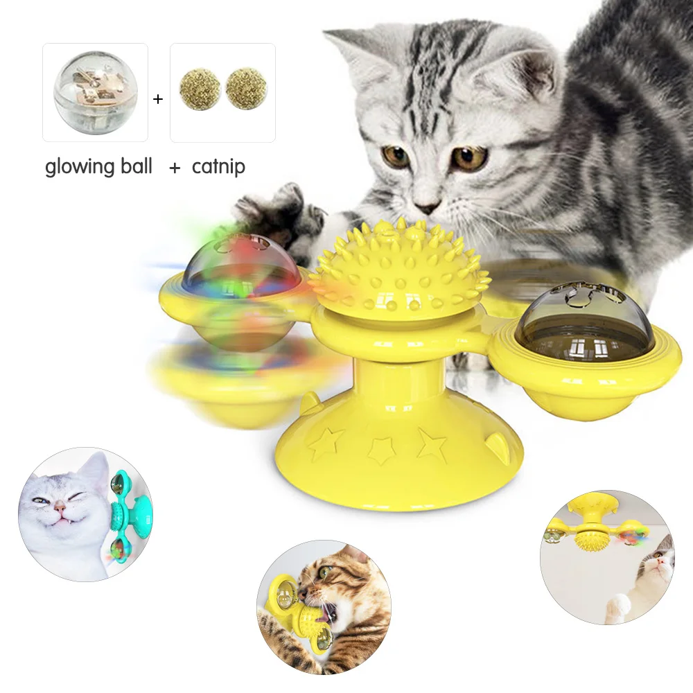 Ветряная мельница игрушка для кошек вращающаяся интерактивная С Кошачьей Мятой