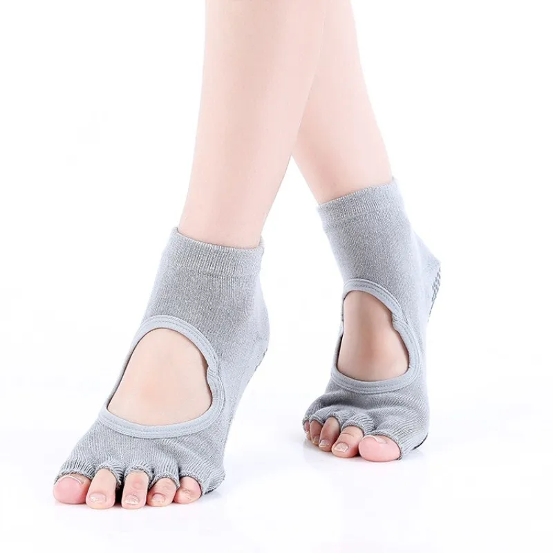 Женские нескользящие носки с пятью носками для йоги в горошек Пилатес фитнес