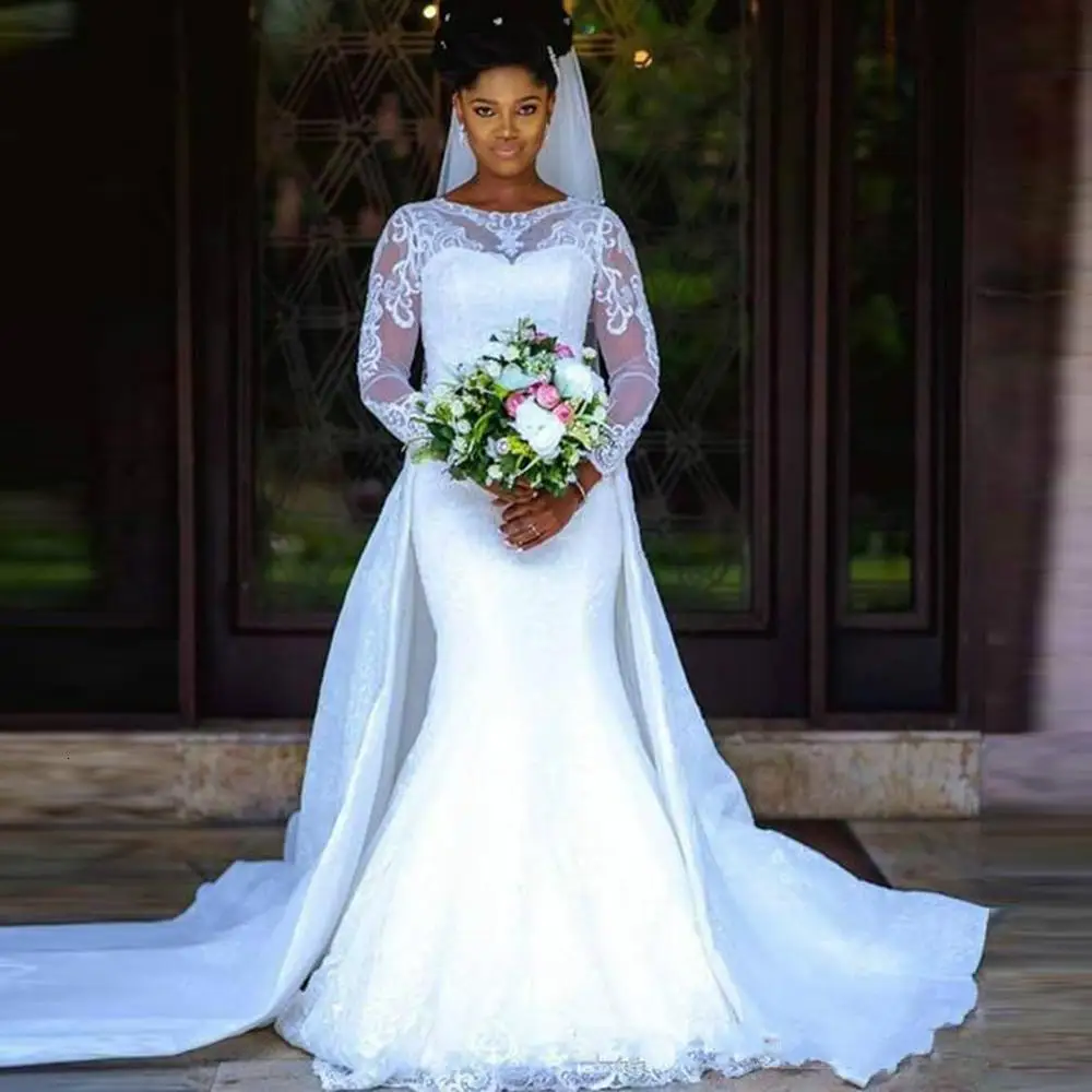 

2021 New African Fashion Mermaid Wedding Dress Black Girl of Women Off the Shoulder Dressed As Bride