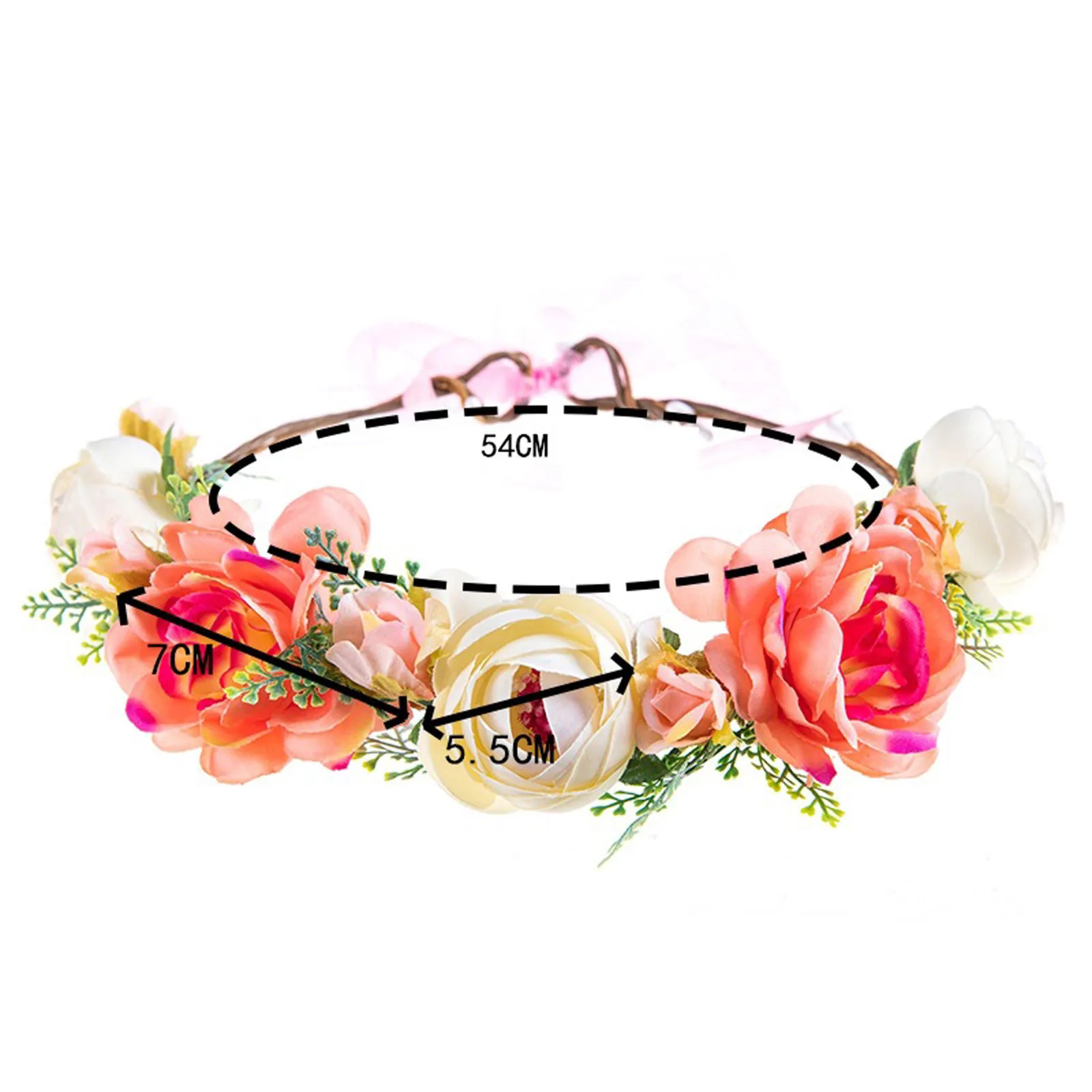 

Bride Flower Crown Hair Band Wedding Floral Headband Garland Girl Flower Wreath Elastic Hair Accessories Party Wedding Headpiece