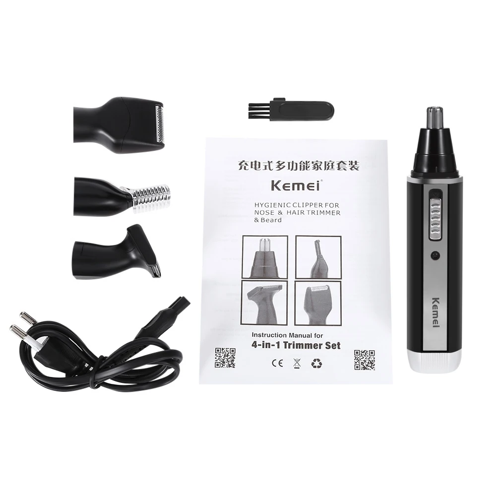 

Kemei KM-6630 4 in 1 Nose Hair Beard Eyebrow Rechargeable Electric Trimmer Electric Nose Trimmer Ear Shaver Hair Cliper For Home