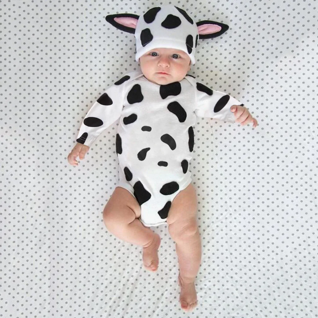 

Baby Clothes Infant Baby Girls Boys Blotch Bodysuit Romper Cartoon Ear Hats Outfits Jumpsuit New Year's Costume комплек одежд