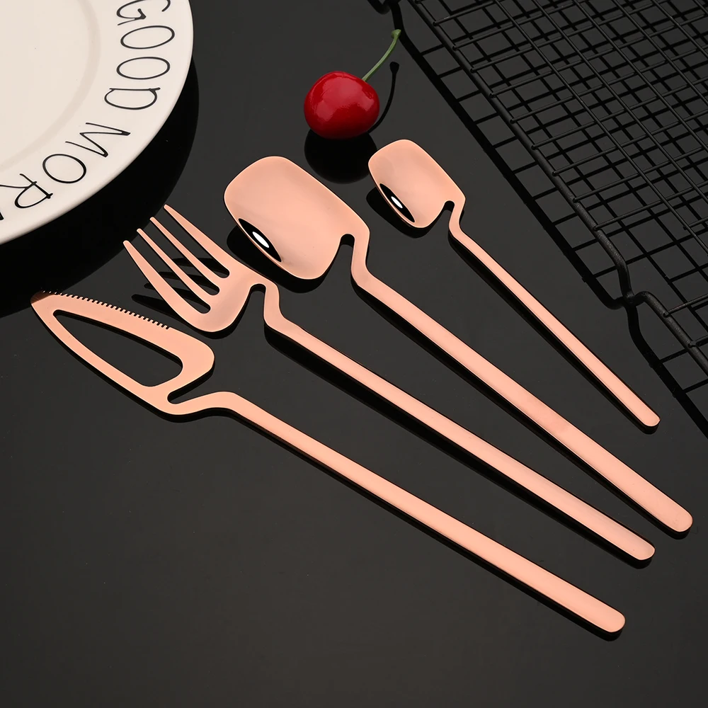 

304 Stainless Steel Rainbow Dinnerware Set 24Pcs Mirror Gold Cutlery Spoon Fork Knife Western Cutlery Silverware Tableware Set