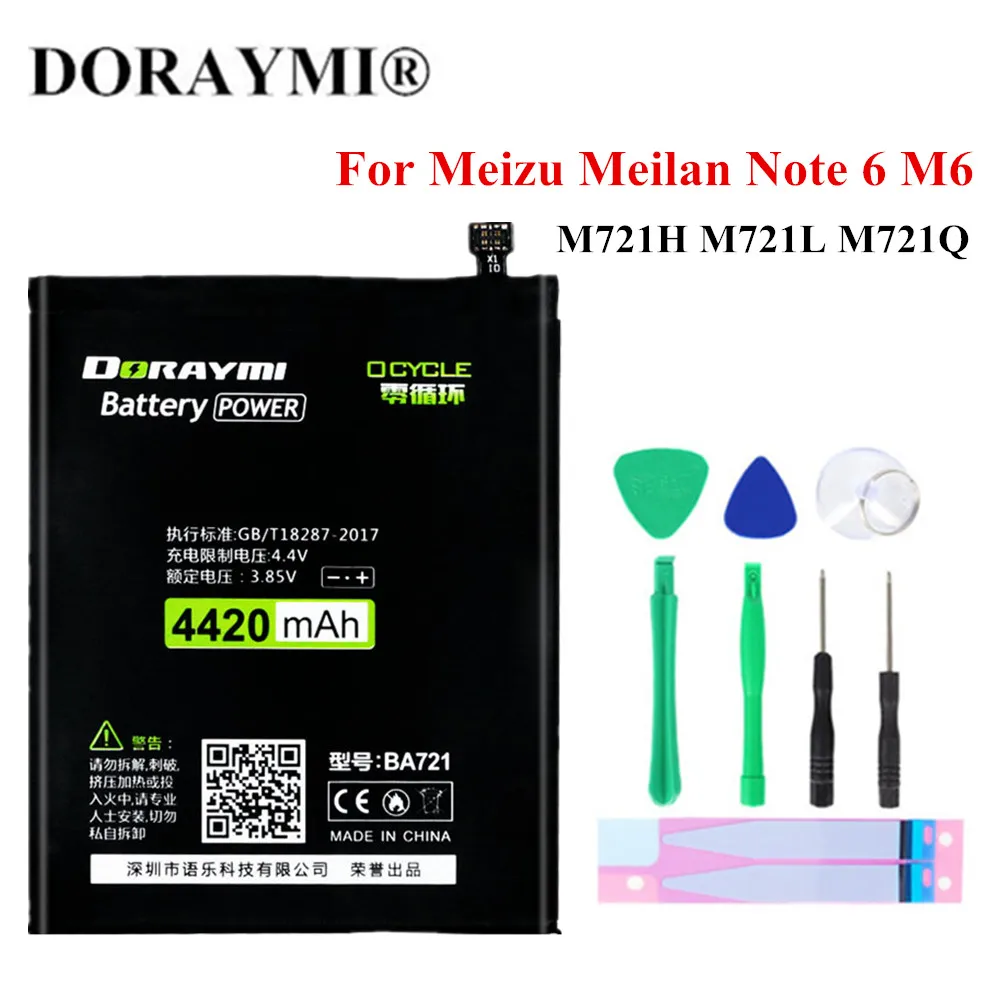 

DORAYMI Replacement Battery BA721 for Meizu Meilan Note 6 M6 M721H M721L M721Q Phone Bateria 4420mAh High Capacity Batteries