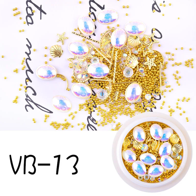 1 коробка 3D металлические украшения для ногтей жемчужные камни смешанный дизайн