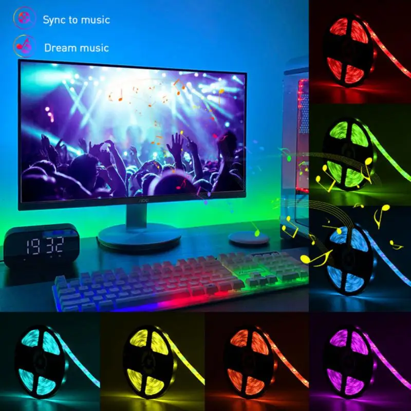

Tuya Smart LED Strip Lights WiFi RGB LED Light Strip 12V 5050 Work With Alexa Google Voice Remote Control 30LED/m Color Changing