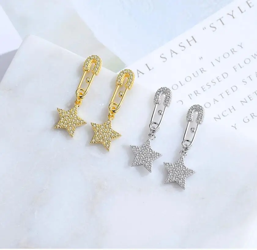 Новинка 1 пара Серебро S925 пробы булавка в стиле хип-хоп бриллиантовое ювелирное