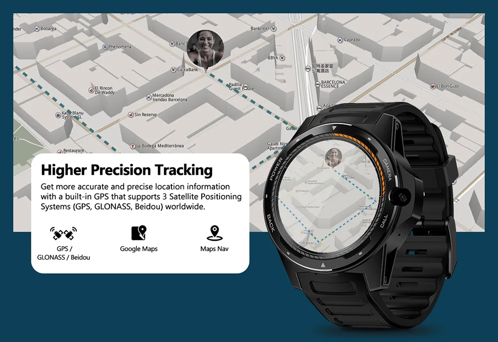 Zeblaze Thor 5 Смарт-часы 2 ГБ+ 16 Гб 8.0MP фронтальная камера двойная система 1,39 дюймов AOMLED экран gps сердечного ритма Смарт-часы телефон