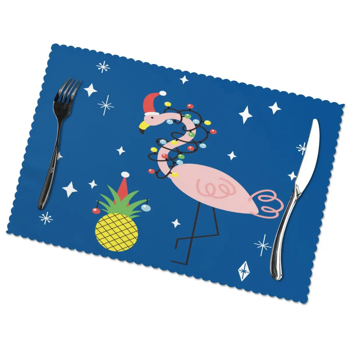 

Tableware Pad Placemats 6 PcsTable Mat Non-Slip Cute Flamingo And Pineapple Placemats for Dining Table