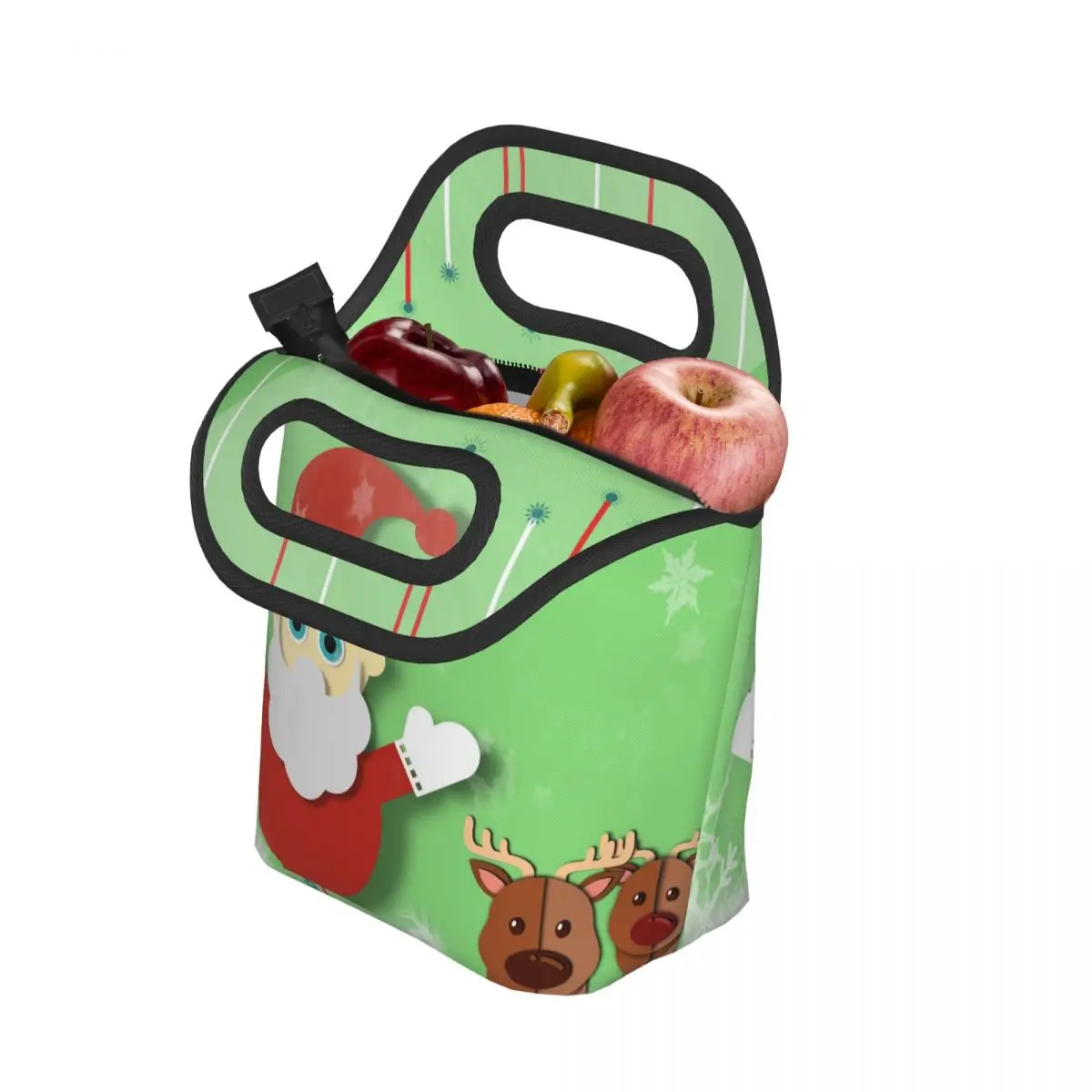 

Рождественская Праздничная сумка для ланча в стиле унисекс с изображением Санта-Клауса оленя