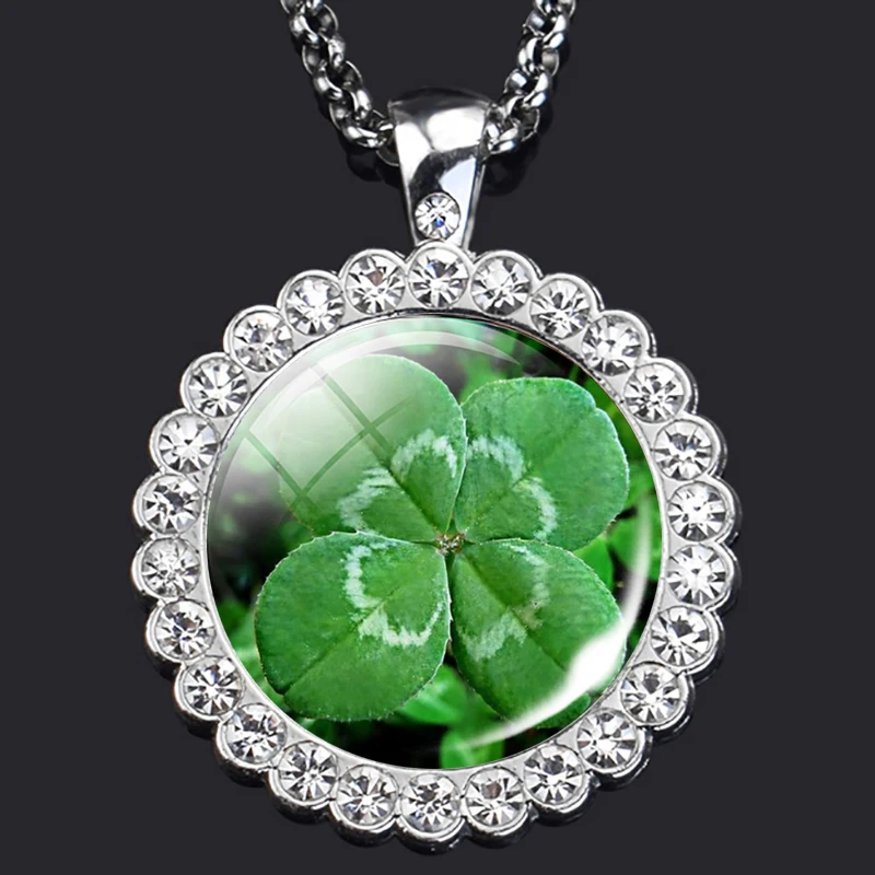 Счастливая бижутерия ко Дню Св Патрика подарок стеклянный кабошон кулон