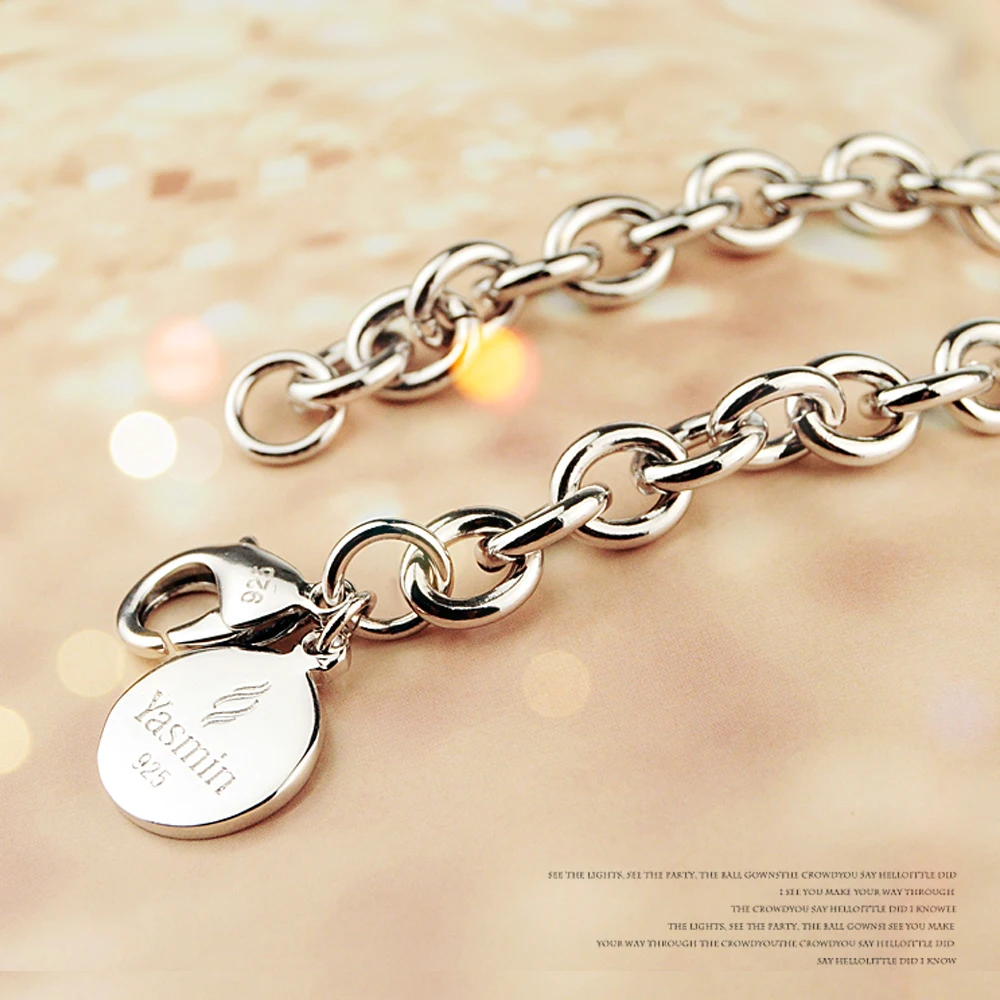 925 sterling silver bracelet 16-22 cm small circular brand is contracted fashion suitable for women and man | Украшения и
