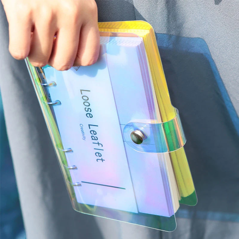 Креативный А5 А6 ПВХ лазерный свободный переплет блокнот файл папка еженедельник