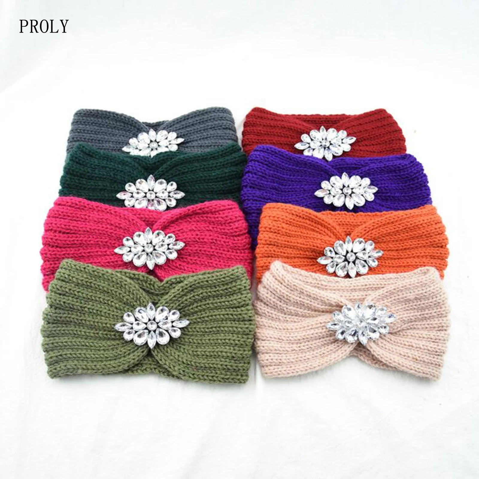 

PROLY новый модный тюрбан блестящие стразы, повязка на голову с цветком, подкладка классический сплошной Цвет высокая резинка для волос, обтян...