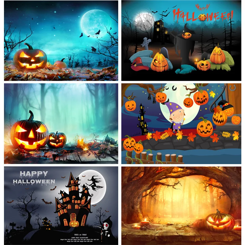 

Halloween Backdrop Tombstone Castle Pumpkin Lantern Moon Baby Portrait Photography Background For Photo Studio Props 1911CXZM-57