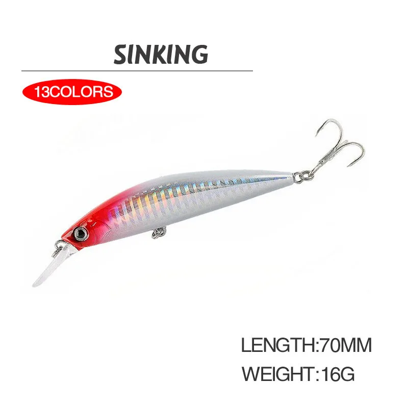 

Светящиеся тонущие приманки в форме гольяна, 1 шт., 16 г, 70 мм, жесткая приманка, воблеры, приманка, искусственные морские кренкбейты, рыболовна...