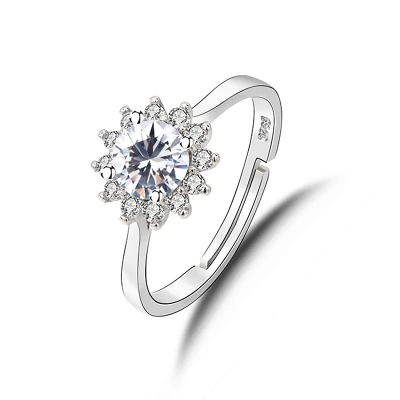 

Real 925 Sterling Silver Women Solitaire Rings Cubic Zircon Female Wedding Ring Fashion Jewelry For Any Party
