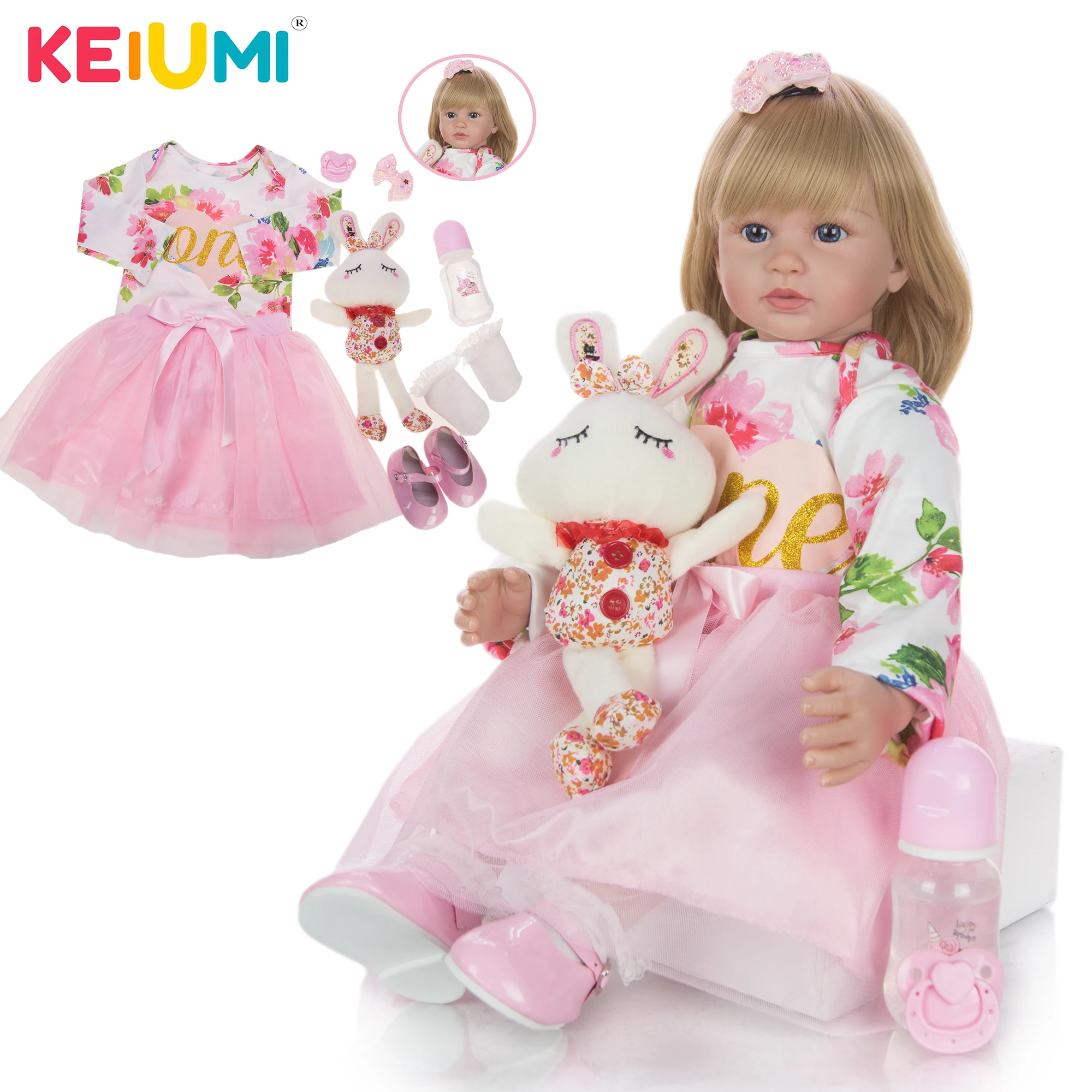 KEIUMI 24 дюйма настоящая как принцесса куклы для новорожденных девочка ткань тело