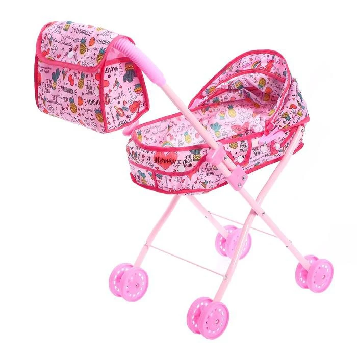 Коляска для кукол с сумкой Улыбнись! универсальная металлический каркас |