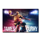 LeBron James VS Стефен Карри, Баскетбол Star, шелковая ткань, яркая декоративная наклейка