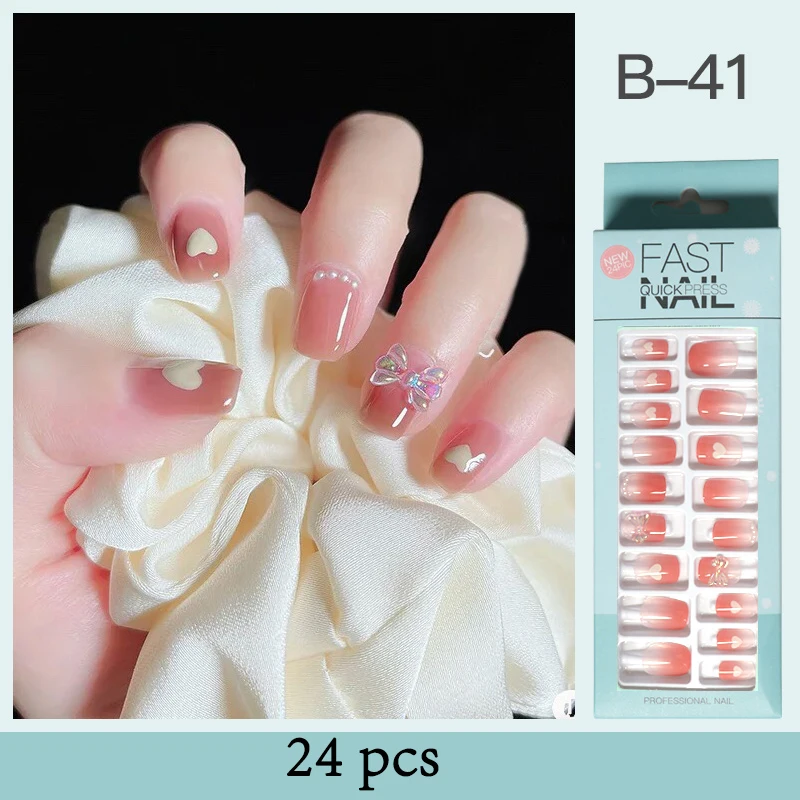 

24PCS Removable Nail Self Adhesive Wearing Patch False Artificial Decoration Removable Nails Manicure Acessories