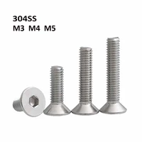 m3 m4 m5 304 stainless steel countersunk hexagon screws flat head hex socket bolts din7991 fastener parter length 4mm 150mm