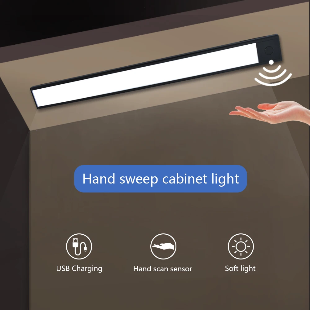 sensing led under kitchen cabinet closet light usb rechargable hand sweep wall lamps 3mode reading bedroom light for wardrobe free global shipping