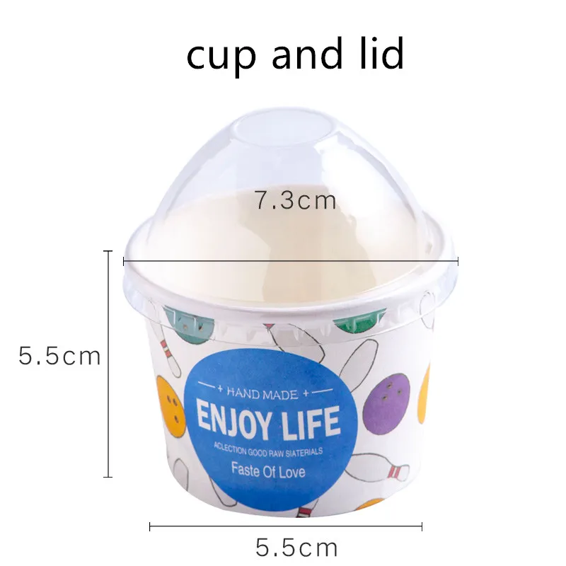 cup and lid 50 шт небольшие Творческий одноразовый лед сливки чашки вечерние на день рождения свадьбы пользу милые Бумажные Формочки для кекса десерт упаковка миска с крышкой - Цвет: cup and lid