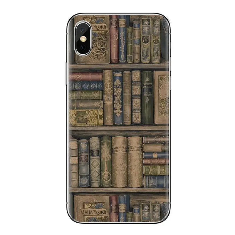 For LG G3 G4 Mini G5 G6 G7 Q6 Q7 Q8 Q9 V10 V20 V30 X Power 2 3 K10 K4 K8 2017 TPU Shell Cases Retro Book Shelf Bookshelf Library |