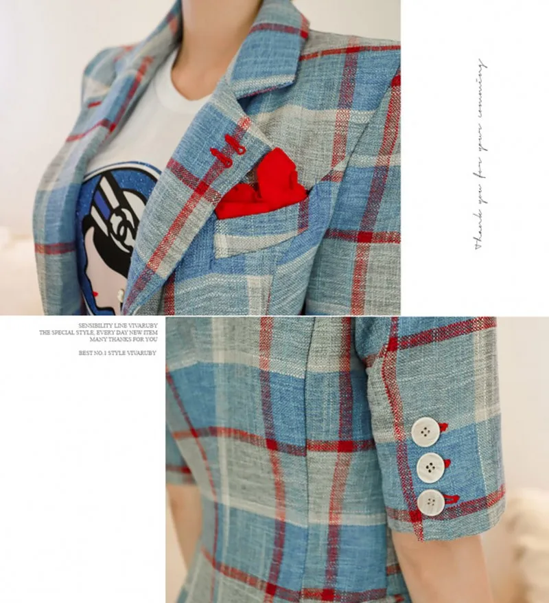 

2020summer Women Korean Fashion Blazer Suit short Sleeve Plaid Jacket tops+Shorts Office two Piece sets