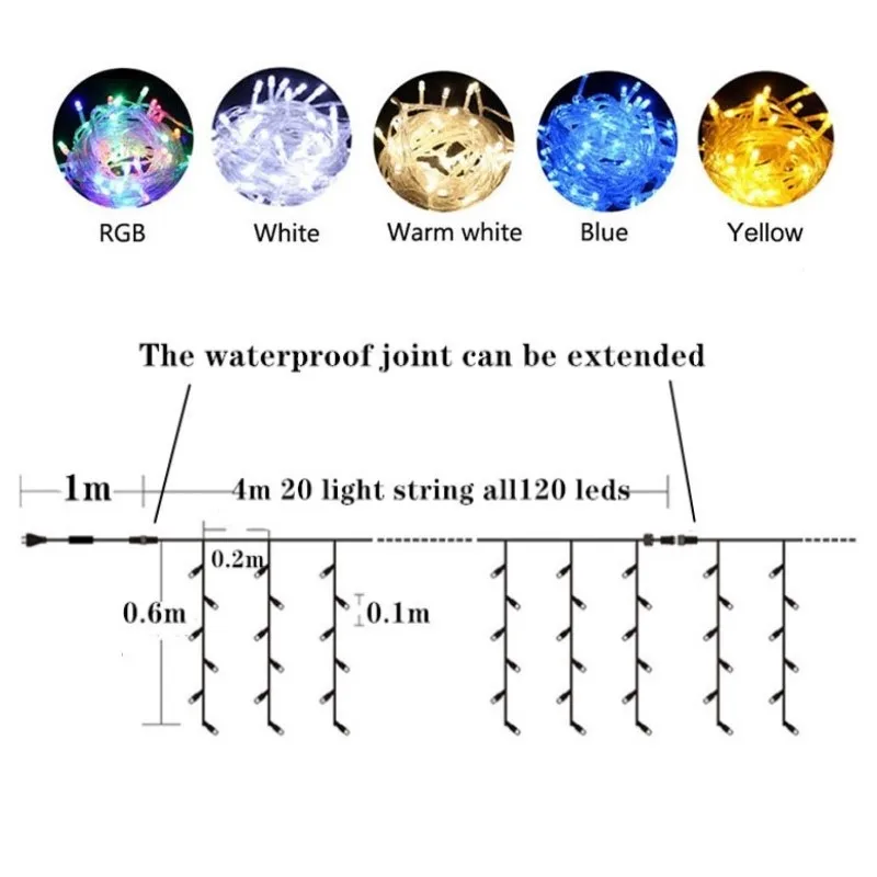 christmas lights outdoor icicle fairy string lights constantly brightness garland decors for roof house garden corridor eu fork free global shipping