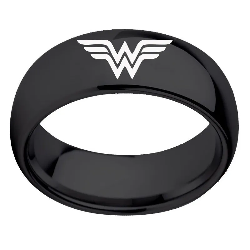 Wonder Woman BLACK Модное кольцо Мстителей Marvel, аниме, герой Америка, капитан Человек-паук, Доктор Кто, Дэдпул, Железный человек, Старк, капитан чудо-яд, кольцо - Цвет основного камня: Wonder Woman BLACK