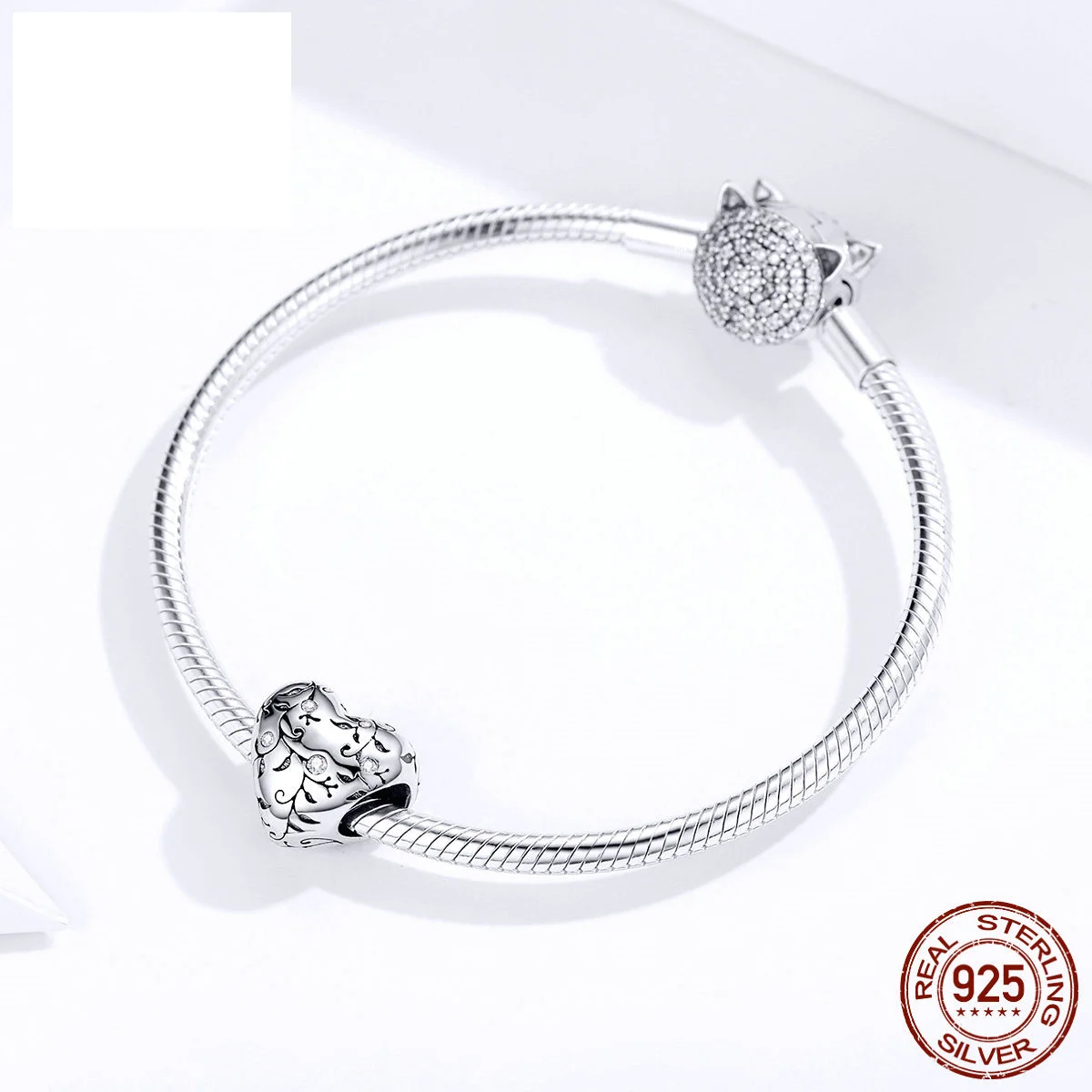 

Оригинальные бусины для браслета в форме сердца из чистого серебра Ретро с узором в виде листьев любви бижутерия