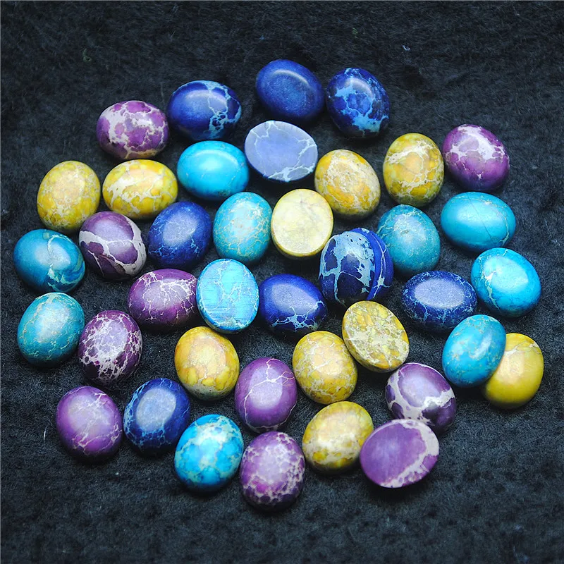 10PCS Nature Imperial Jasper Stone Cabochons Oval Shape Size 8X10MM NO Hole DIY Beads For Jewelry Accessories Faster Shippings