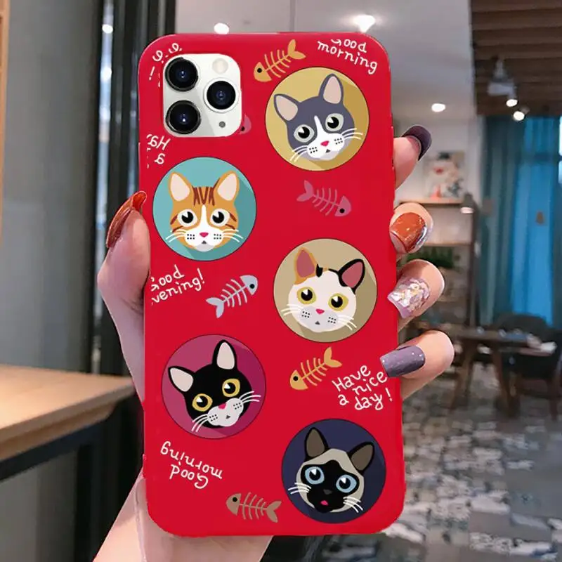 cute owl cat phone case for iphone 12 pro max mini 11 pro xs max 8 7 6 6s plus x 5s se 2020 xr red case free global shipping