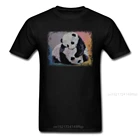 Детская футболка в виде панды для обнимания, повседневные мужские топы, семейная футболка, летняя футболка из хлопка с круглым вырезом, семейная одежда, черная Милая одежда