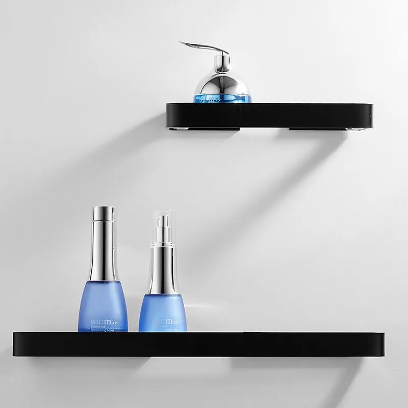 Полка для душа из алюминия квадратная полка стекла черная отделка стойка