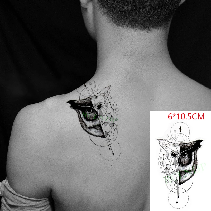 

Водостойкая Временная тату-наклейка, сова, стрела, луна, круг, боди-арт, флэш-тату, искусственная татуировка для женщин и мужчин