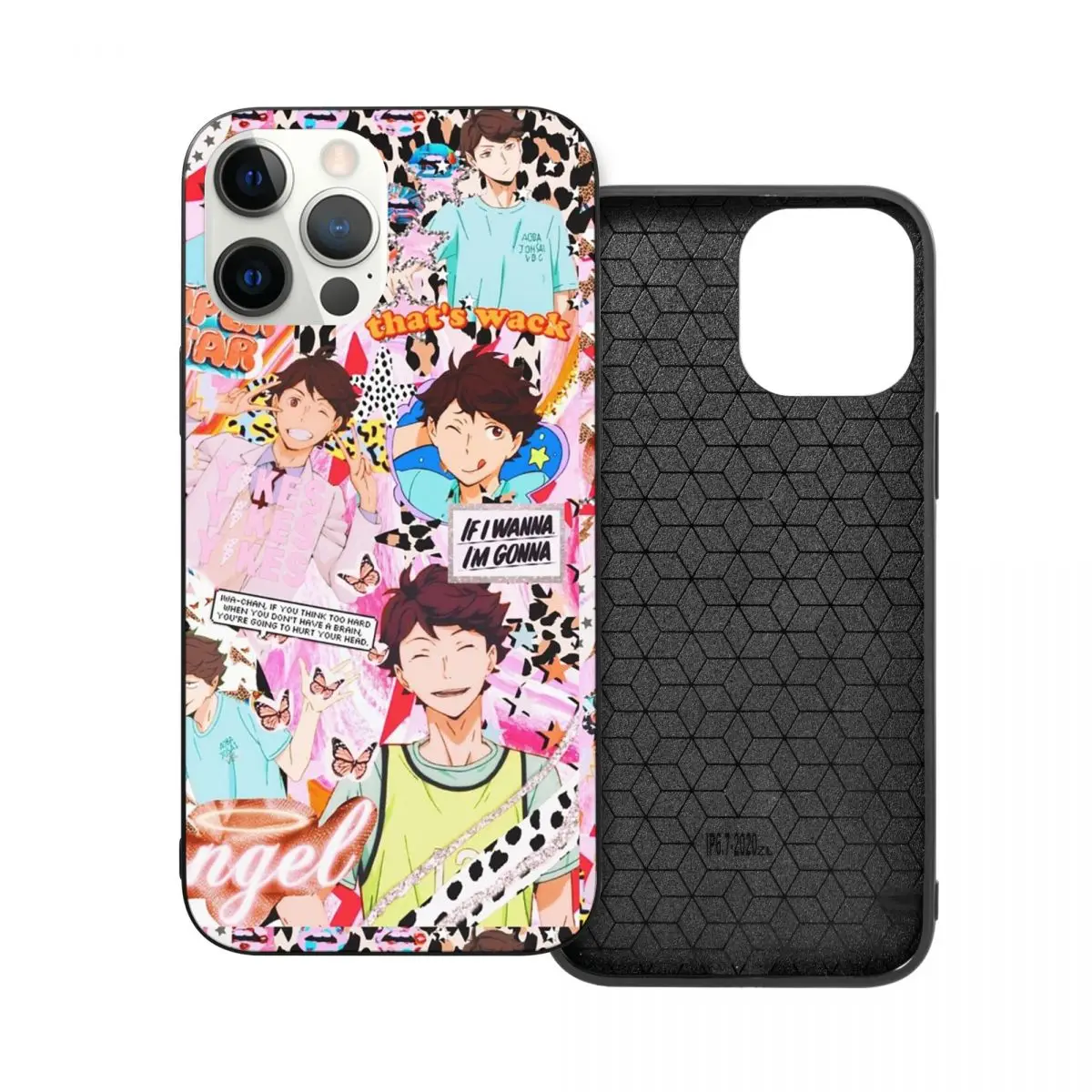 

Oikawa PC Glass TPU Phone Case for iPhone 12 11 Xs Xr X Pro Max Mini 7 8 Se2 Plus 6 6S