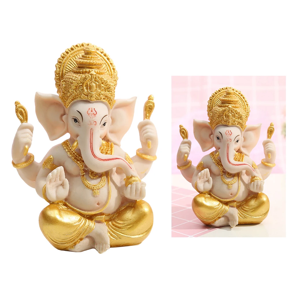 Hand Carved Mini 4&quot Ganesh Hindu Statue Figurine Ganesha Decoration Gold | Дом и сад