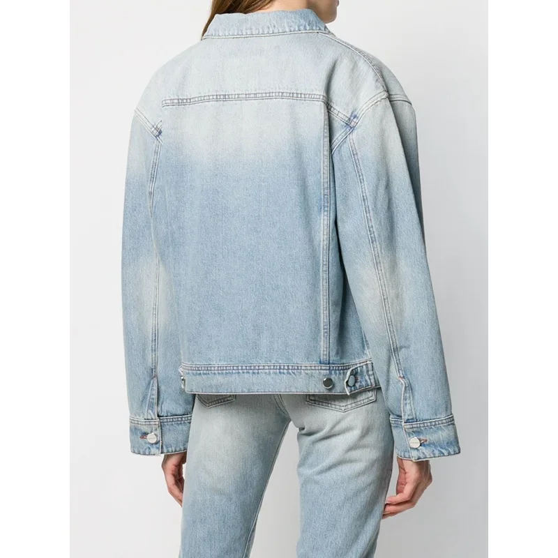 Women's Denim Jacket Single-Breasted Fashion Ladies Long Sleeve Coat Outwear Tops with Pockets All-Match Early Autumn 2021 New | Женская